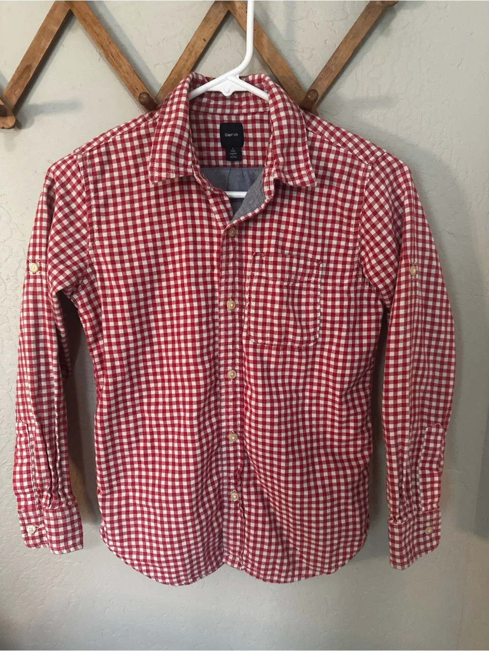 Gap Boy’s Red Gingham Button-Down Shirt